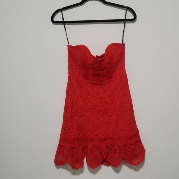 FOREVER 21 CHERRY RED EMBROIDERED MINI DRESS M 6 8 10 - Picture 5 of 10